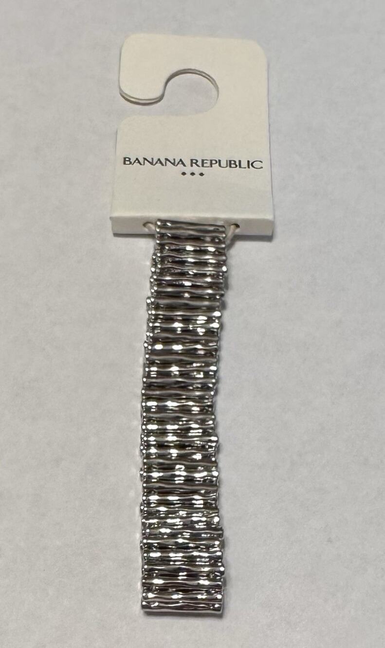 Banana Republic Silver Tone Metal Elastic Stretch Cuff Bracelet One Size NWT